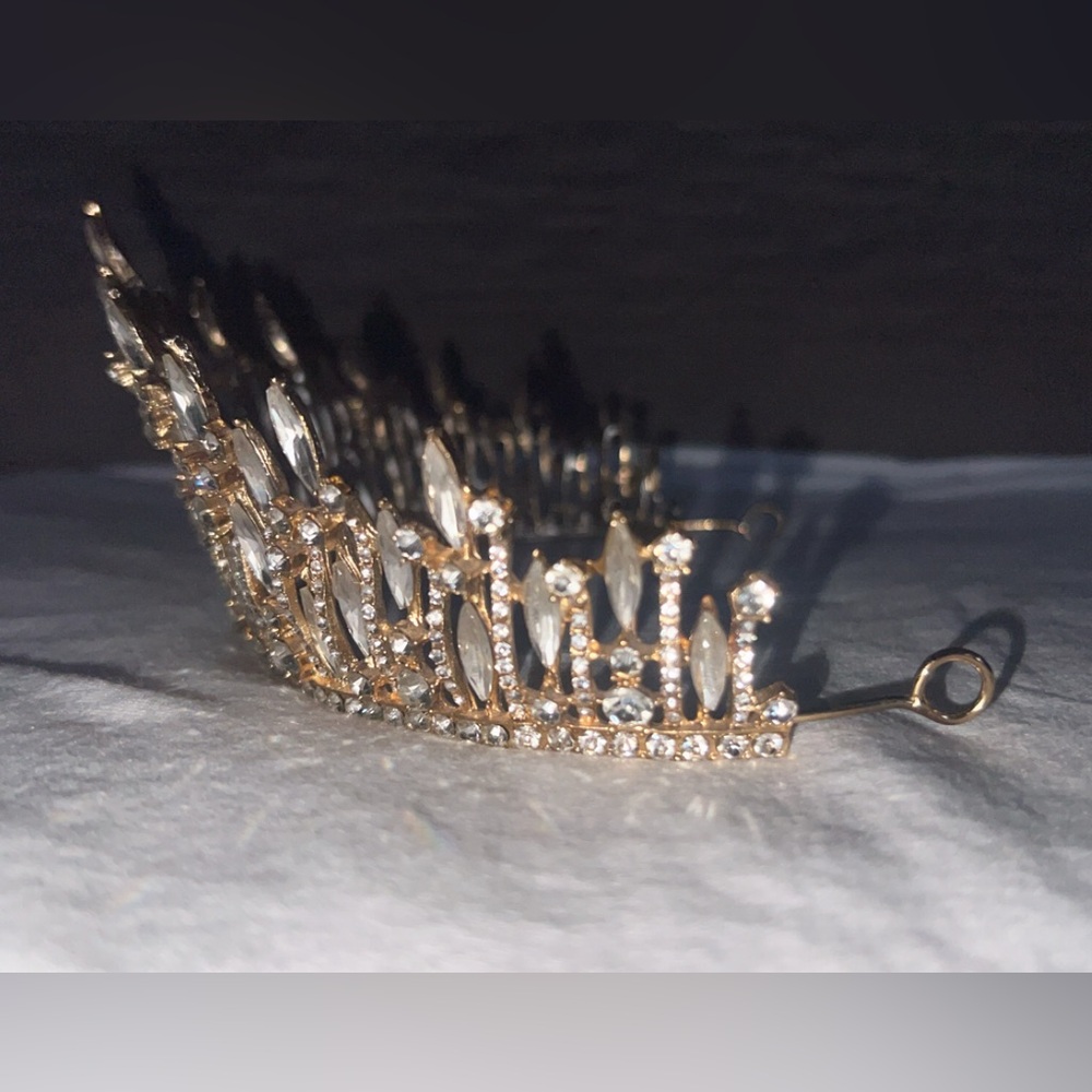 Gold Rhinestone Tiara - Picture 3 of 8